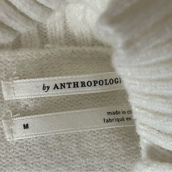 Anthropologie Margarita Mock Neck Tunic Sweater M Ivory Shoulder Button - Picture 10 of 11